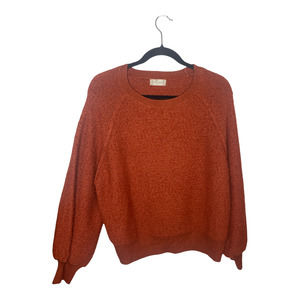 Altar’d State Balloon Sleeve Textured Knit Sweatshirt Red Orange ST319 Size S/M